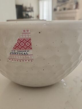Portugal-Made White Speckled Ceramic Bowl - Home Art